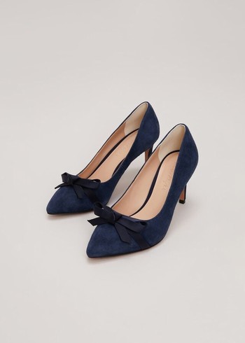 Phase Eight Suede Bow Front Court Heels Navy USA | 3219578-LW